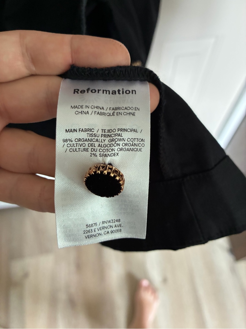 NWOT Reformation Black Button-Front Midi Dress with Puff Shoulders - Picture 4 of 4